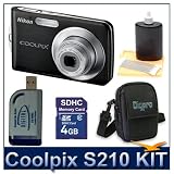cheap Nikon Coolpix S210 (Black) Best Selling Super Savings Bundle w/ Free 2GB Memory Card