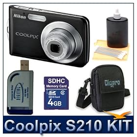Nikon Coolpix S210 (Black) Best Selling Super Savings Bundle w Free 2GB Memory Card by Nikon