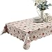 ENNAS Vinyl Tablecloth with Flannel Backing, Waterproof Oil-Proof Plastic Rectangular Tablecloths, for Kitchen Dining Indoor Outdoor (Flowers, 52