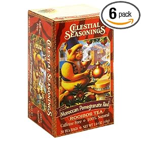 Celestial Seasonings African Tea, Moroccan Pomegranate Red, 20-Count Tea Bags (Pack of 6)