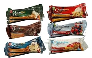 Quest Original Flavors Bundle: Chocolate Brownie, Apple Pie, Mixed Berry Bliss, Peanut Butter Supreme, Vanilla Almond Crunch, and Peanut Butter and Jelly Variety Box of 12