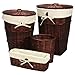 Woven Wicker 4-pc. Hamper Set with Dark Stain