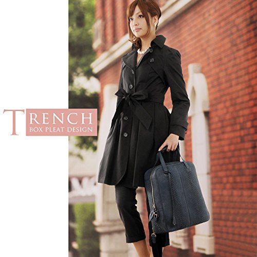トレンチ コート ボックス プリーツ デザイン サイズ:13号[LL(大きいサイズ)] カラー:ブラック[ブラック(黒色)](No.08000020-zz-13-blkr ) [エースタイル]Aastyle