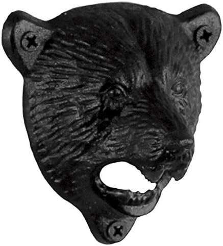 Black Bear Cast Iron Bottle Opener Teeth Wall and Bar Mountable