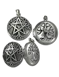 Sterling Silver Tree Pentacle Pentagram Aromatherapy Locket by Dryad Design