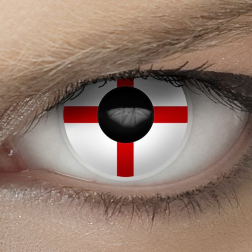 Hochwertige Fan Kontaktlinsen, Fußball WM 2014 in Brasilien, Motiv Flagge “England” (inkl. gratis Linsenbehälter)