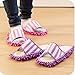 2 Pack- Slipper Genie Microfiber Pair House Floor Polishing Dusting Cleaning Foot Socks Shoes Mop Slippers Coffee