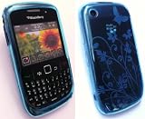 EMARTBUY BLACKBERRY 8520 CURVE / 9300 CURVE 3G FLORAL GEL SKIN COVER/CASE LIGHT BLUE + SCREEN PROTECTOR