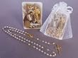 First Communion Remembrance - Gold Plated Rosary in White Gift Package with RCC Holy Gift Card for Boy