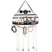 Black Flower Metal Hanging Jewelry Organizer Rack w/ Earring Holder, Ring Tray, & Necklace Hanger Hooks