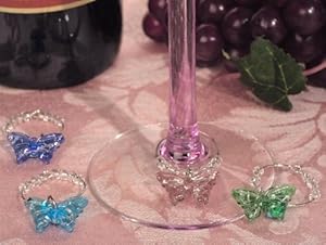 100PC CC2768 Murano Art Deco Collection Butterfly Glass Wine Charms Wedding Favo
