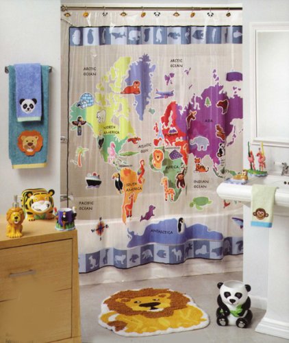 Animal World Vinyl Shower Curtain