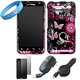 Pink Butterfly with Flower Design Two Piece Shield Protector Snap On Case f ....