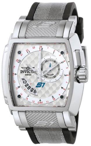 Invicta Men's 6220 S1 Collection GMT Stainless Steel Black Rubber and Gray Fabric Watch