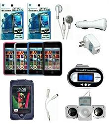 14-piece FULL ACCESSORY BUNDLE SET for Apple iPod Touch 2nd Gen: iPod Touch 2nd Gen Black Leather Case + silicone skin cases + USB CAR Charger