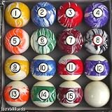 Marble / Swirl Style Pool Table - Billiard Ball Set