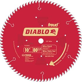 Freud D1080X Diablo 10-Inch 80 Tooth ATB Finish Saw Blade with 5 8-Inch Arbor and... by Diablo