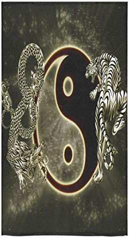 New Arrival! Cool Yinyang Yin Yang Tiger VS Dragon Soft Face Towel Beach/Bath Towel 30"x56",80% polyester 20% cotton(One-sided Printing)
