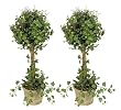 TWO Pre-Potted 22" Artificial Curly Ivy Topiary Plants