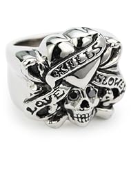 Ed Hardy "Love Kills Slowly" Stainless Steel Cubic Zirconia Ring, Size 7