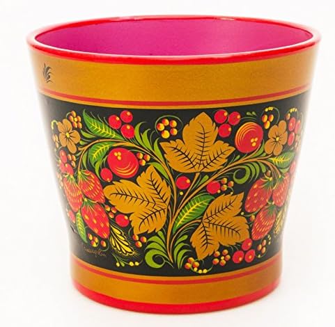 Khokhloma Clay Flower Pot