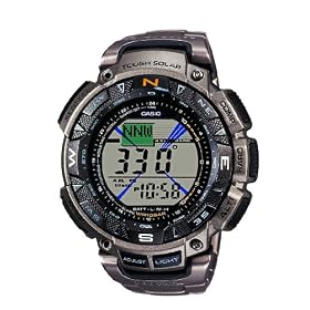 Casio - PRG-240T-7ER - Montre Homme - Quartz - Digitale - Bracelet Titane Argent