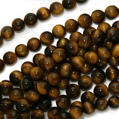 Tiger Tigers Eye Gem Round 5-6mm Beads/15.5