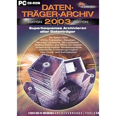 Datentr�ger-Archiv, 2003, 1 CD-ROM Superbequemes Archivieren aller Datentr�ger. F�r Windows 98 SE/Me/2000/XP. F�r Daten-CDs/-DVDs, Festplatten, Disketten, Wechsel-Laufwerke, Zip-Laufwerke. Direktes Starten und �ffnen von Dateien. Verwendu