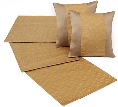 Luxury Linens Hotel Silk Bed Runner Set 98 X 21 Inches Includes 2 Matching Pillow Shams 18 X 18 Inches (Tangerine)