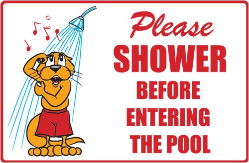 Rex Otter Pool Sign - Please Shower