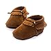 LIVEBOX Infant Baby Girls' Moccasins Soft Sole Tassels Prewalker Anti-Slip Toddler Shoes (S: 0~6 months, Tan)