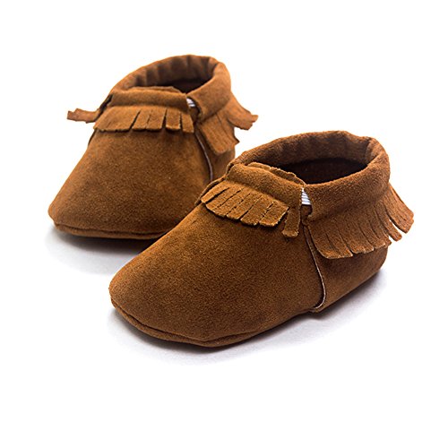LIVEBOX Infant Baby Girls' Moccasins Soft Sole Tassels Prewalker Anti-Slip Toddler Shoes (S: 0~6 months, Tan)