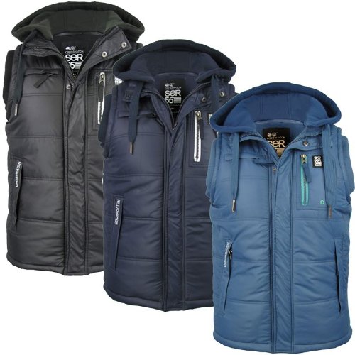 Mens Crosshatch Gilet/ Body Warmer ‘Overworld’ Hoodie/ Hooded Jacket/ Coat – Stellar