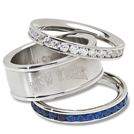 Womens New York Knicks Cubic Zirconia Stacked Ring Set