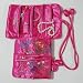 Silky Embroidered Brocade Jewelry Travel Organizer Roll Pouch - Pink