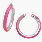 Pastel Pink Sterling Silver & Enamel Hoop Earrings