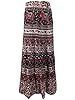 Wrap Skirt Elephant Printed Cotton Maroon Brown Casual Wrap Around Skirts Dress