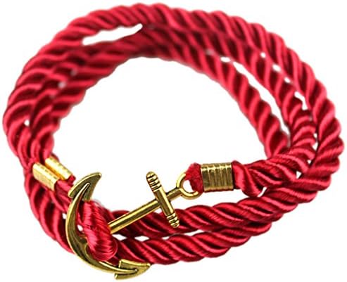 Hallery Alloy Diamond DIY Twining Weave Gilded Anchors Leather Bracelets(No.3)