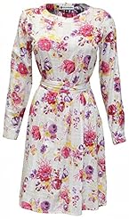 Full Length Belted Elasticized   Waistline Cotton General Print Peasant Dress 