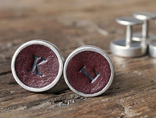 Handcrafted Leather Cufflinks - Personalised or Plain - Set in Pewter - Vintage Style