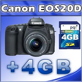 Canon EOS 20D 8.2MP Digital SLR Camera with EF-S 18-55mm f/3.5-5.6 Lens + 4GB SD Card