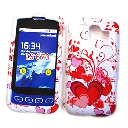 LG Optimus S LS670 (Sprint) Snap On Protector Hard Case "Red Hearts" Design