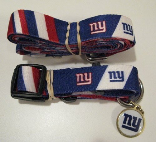 New York Giants Pet Accessories Set - Large (6' Leash, Collar, and ID Tag)