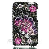 Black with Purple Pink Jewel Pearl Rainbow Butterfly Apple Ipod Touch 2nd 3rd Generation Gen Sparkling Premium Luxury Rhinestones Full Diamond Bling Snap on Cell Phone Case + Retail Package