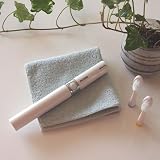 maruman携帯用電動歯ブラシ(ホワイト)&オーガニックコットンハーブ染め(くちなし)タオルハンカチセット:外出先でのお口のお手入れに!ちょっとしたプレゼントにも!