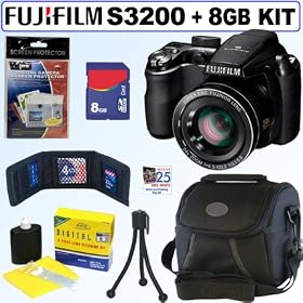 Fujifilm FinePix S3200 14 MP Digital Camera + 8GB Accessory Kit