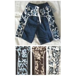 Buy BASIX KIDS Surf Swim Trunks - Hibiscus Print Sizes S-XL (4 color choices) by BASIX KIDS Surf