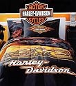 Harley Davidson Motorcycle Comforter Set Flames 3 Pc Queen / Full Bedding
