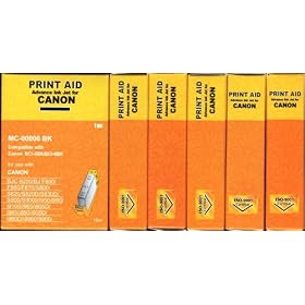 two sets of six compatible canon bci-6 inkjet cartridges 2xblack 2xcyan 2xmagenta 2xyellow 2xphoto cyan 2xphoto magenta for use with bjc-8200/s800/s820s820d/s830d/s900/s9000/i900dseries/i9100/i9950/pixma/ip6000/ip8500