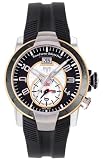 TechnoMarine Mens UFDT02G UF6 Dual Time Gold Bezel Black Dial Watch TechnoMarine Mens UFDT02G UF6 Dual Time Gold Bezel Black Dial Watch